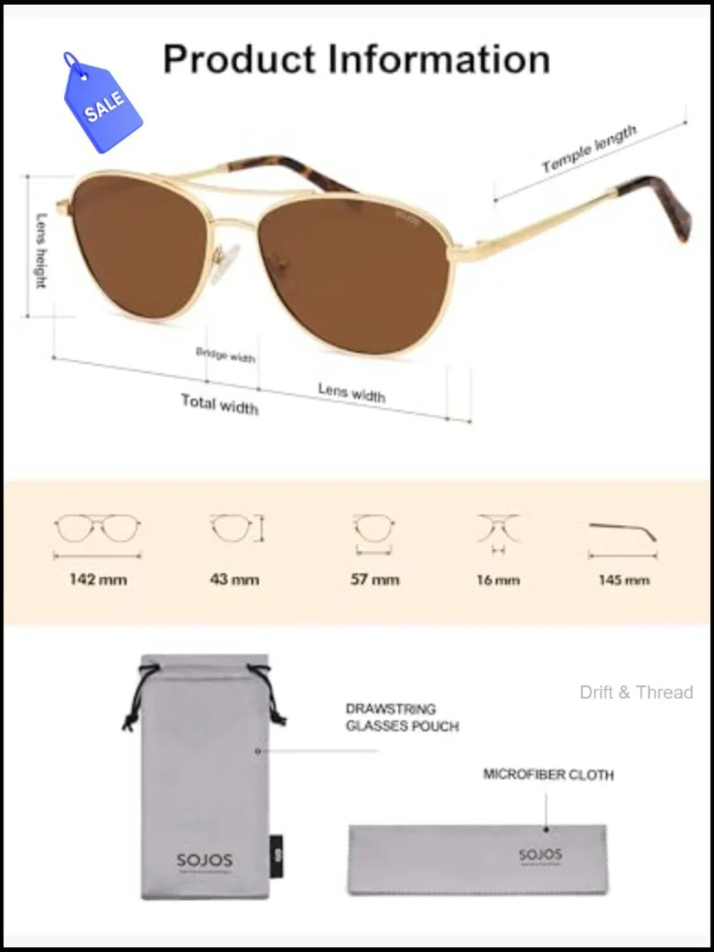 Retro Polarized Aviator Sunglasses UV Protection Unisex Metal Frame